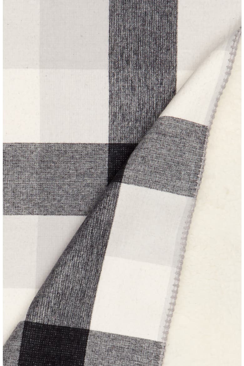 Reversible Plaid & Faux Shearling Throw Blanket (Nordstrom Exclusive), Alternate, color, BLACK/ IVORY