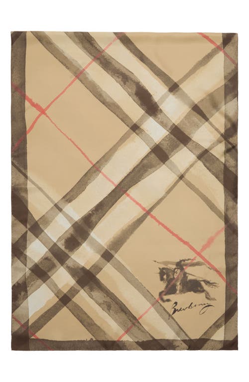 Burberry Watercolor Check Ekd Silk Twill Oblong Scarf In Brown