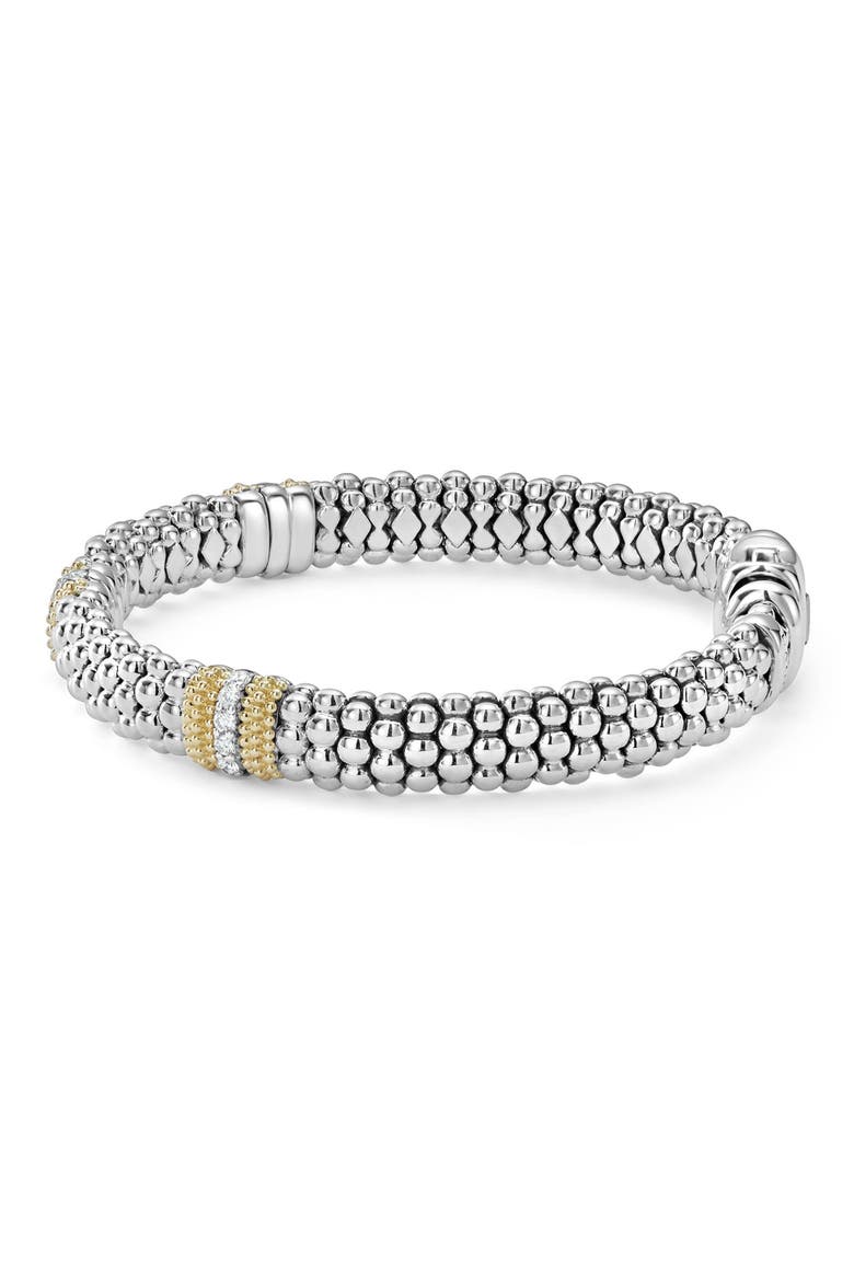 Lux 18k Gold Diamond Station Bracelet, Alternate, color, SILVER