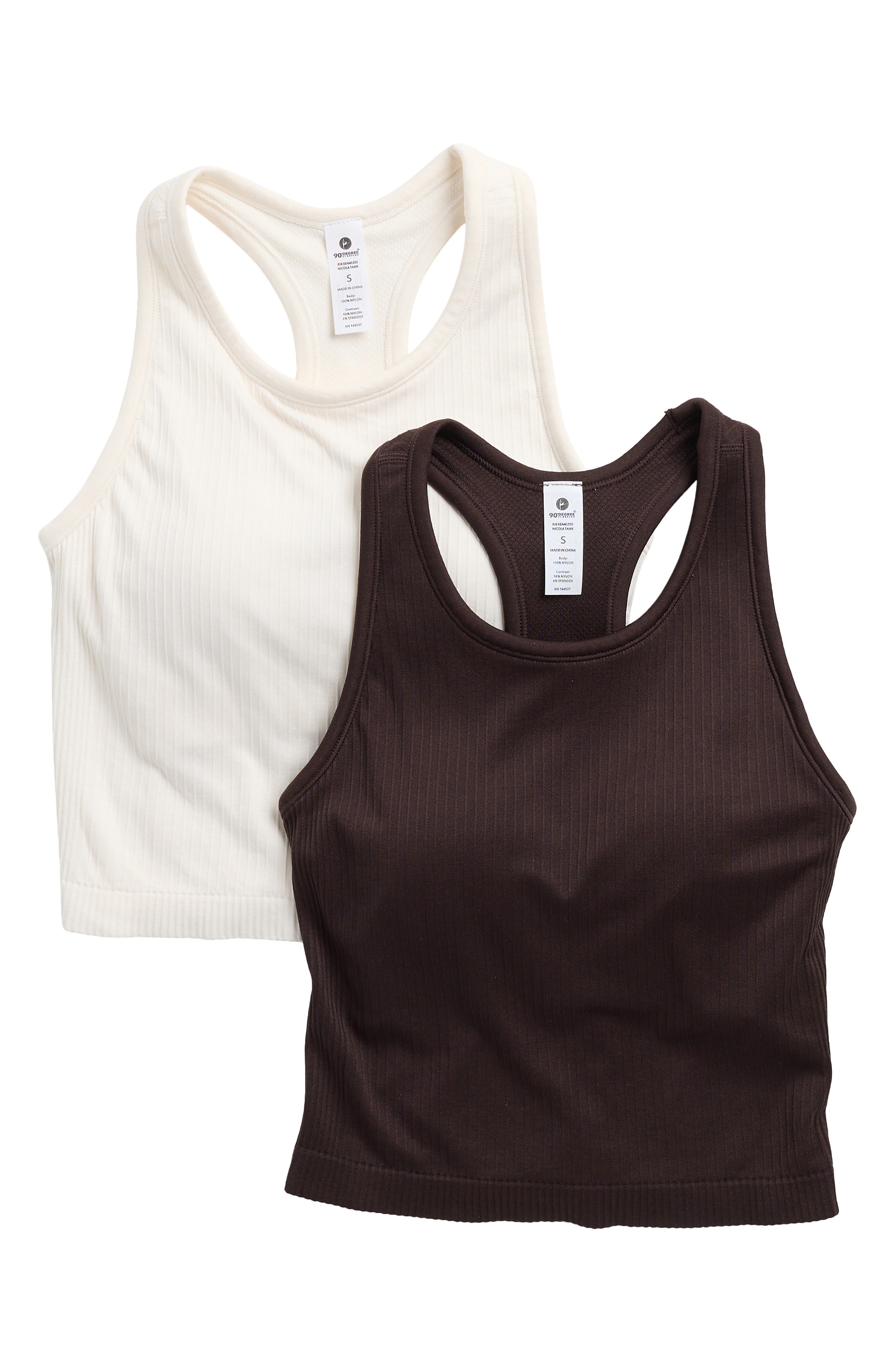 90 DEGREE BY REFLEX Assorted 2-Pack Nicola Racerback Rib Tank Tops