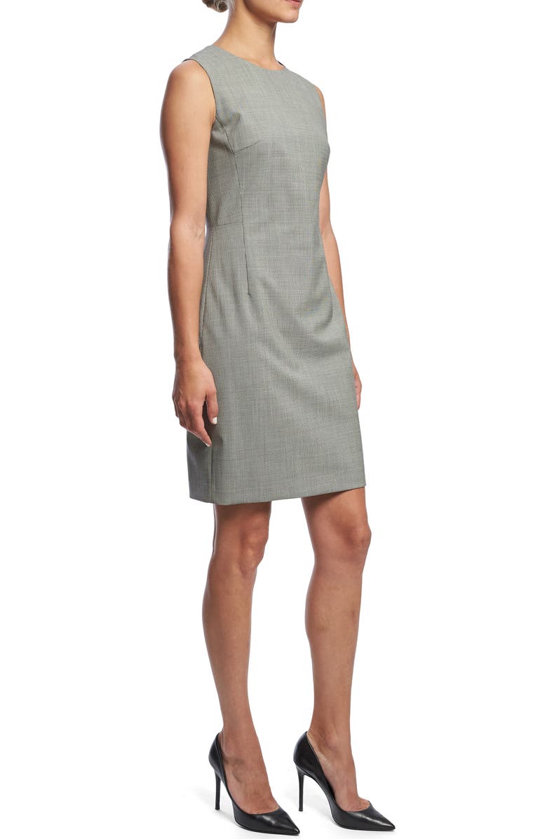 Theory Sleeveless Seam Fitted Stretch Wool Dress, Alternate, color,