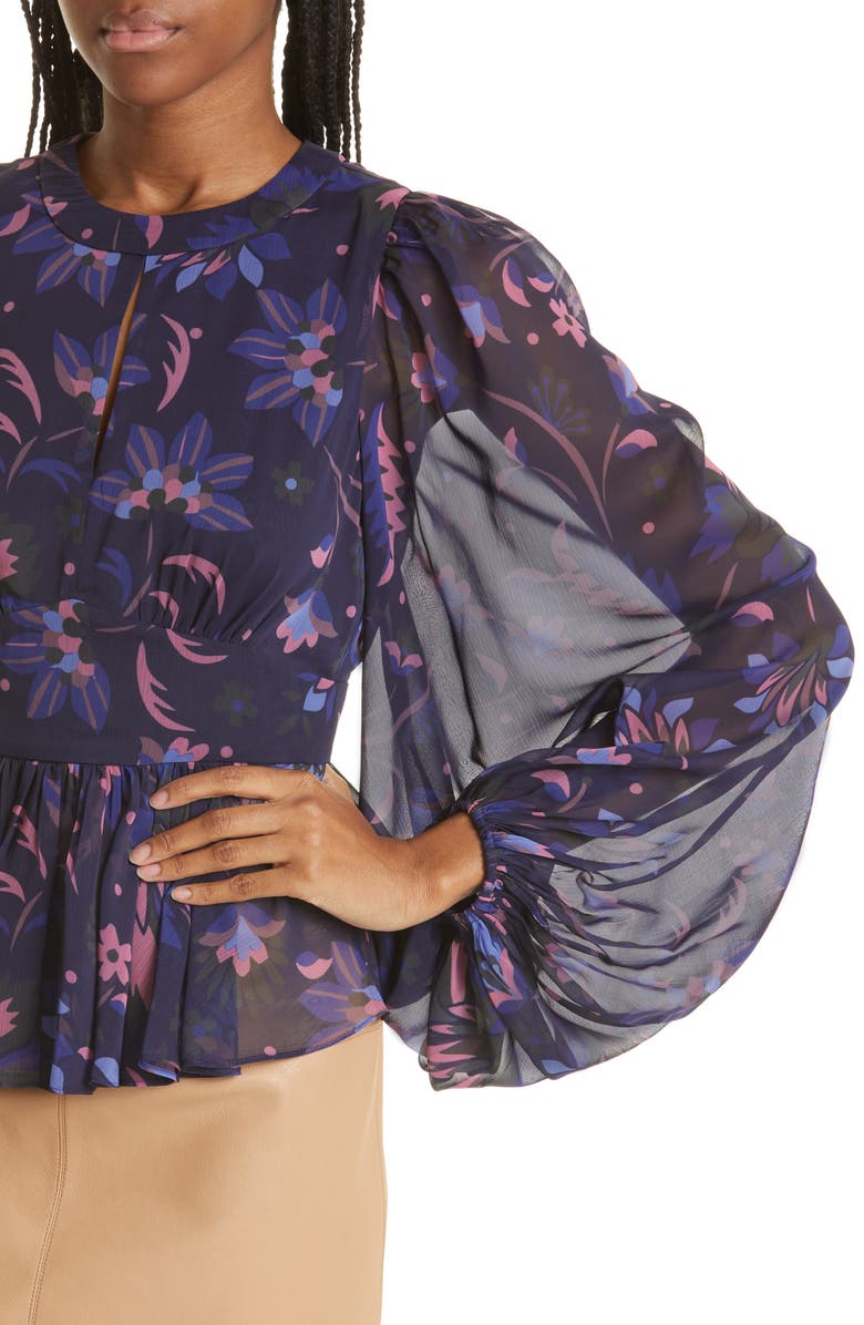 Ted Baker London Stephanie Floral Print Keyhole Detail Blouse, Alternate, color,