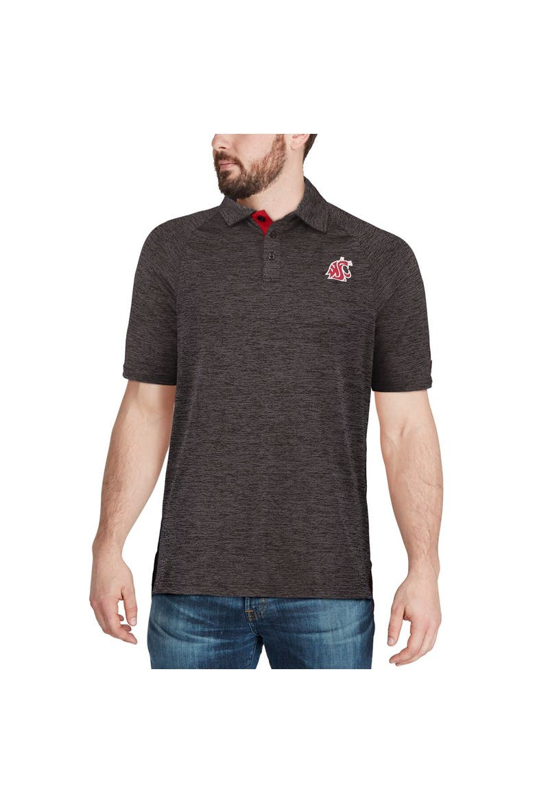 Men's Colosseum Black Washington State Cougars Down Swing Polo, Alternate, color, Heather Black