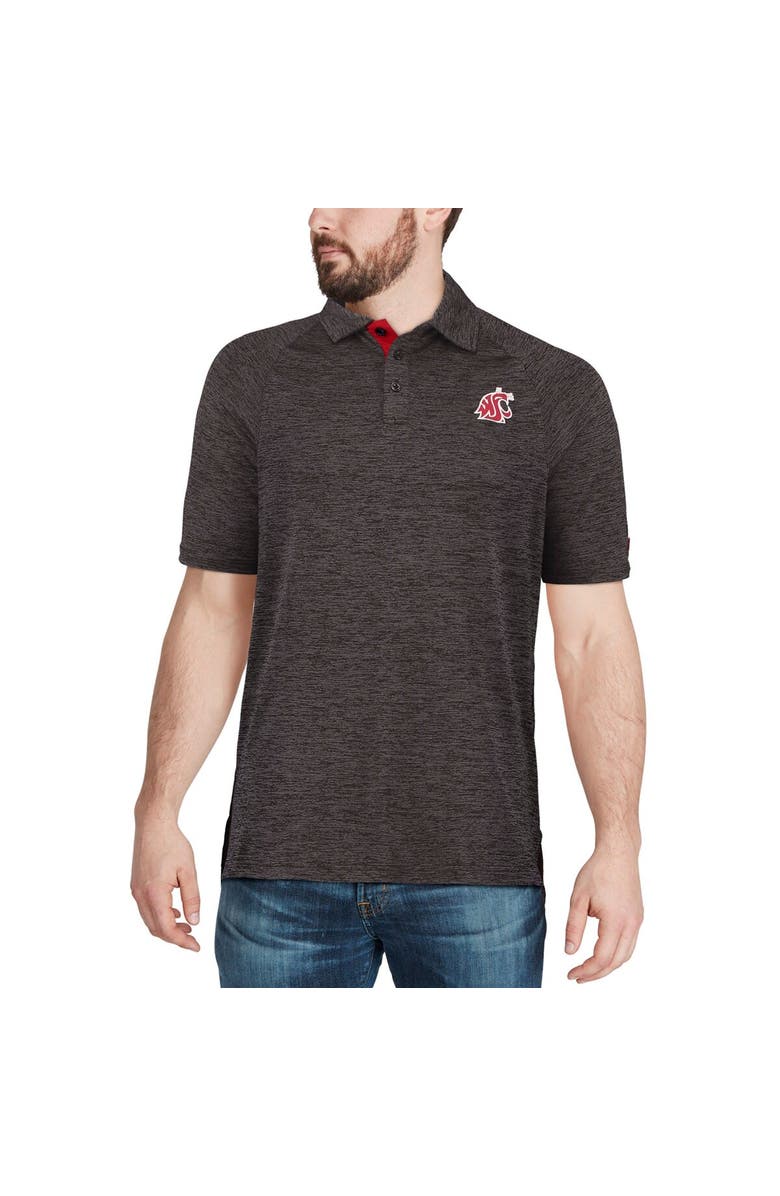 COLOSSEUM Men's Colosseum Black Washington State Cougars Down Swing Polo, Alternate, color, Heather Black