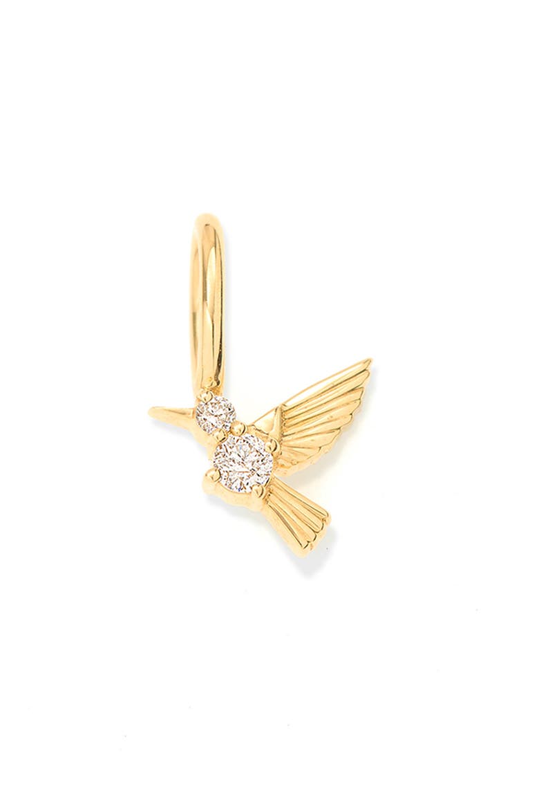 Diamond Hummingbird Pendant Mini Charm, Main, color, 9K YELLOW GOLD