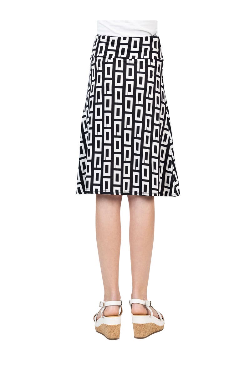 Black and White Knee Length Skirt, Alternate, color, Black Multi