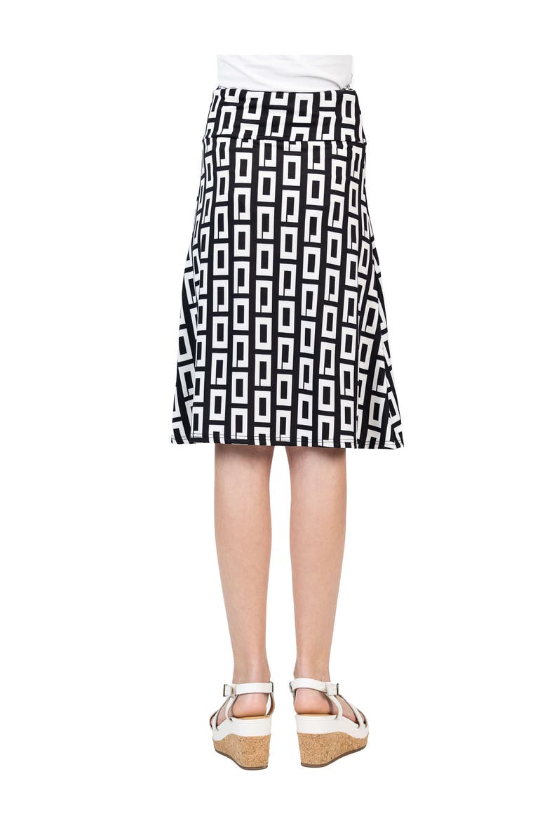 24sevenKid Black and White Knee Length Skirt, Alternate, color, Black Multi