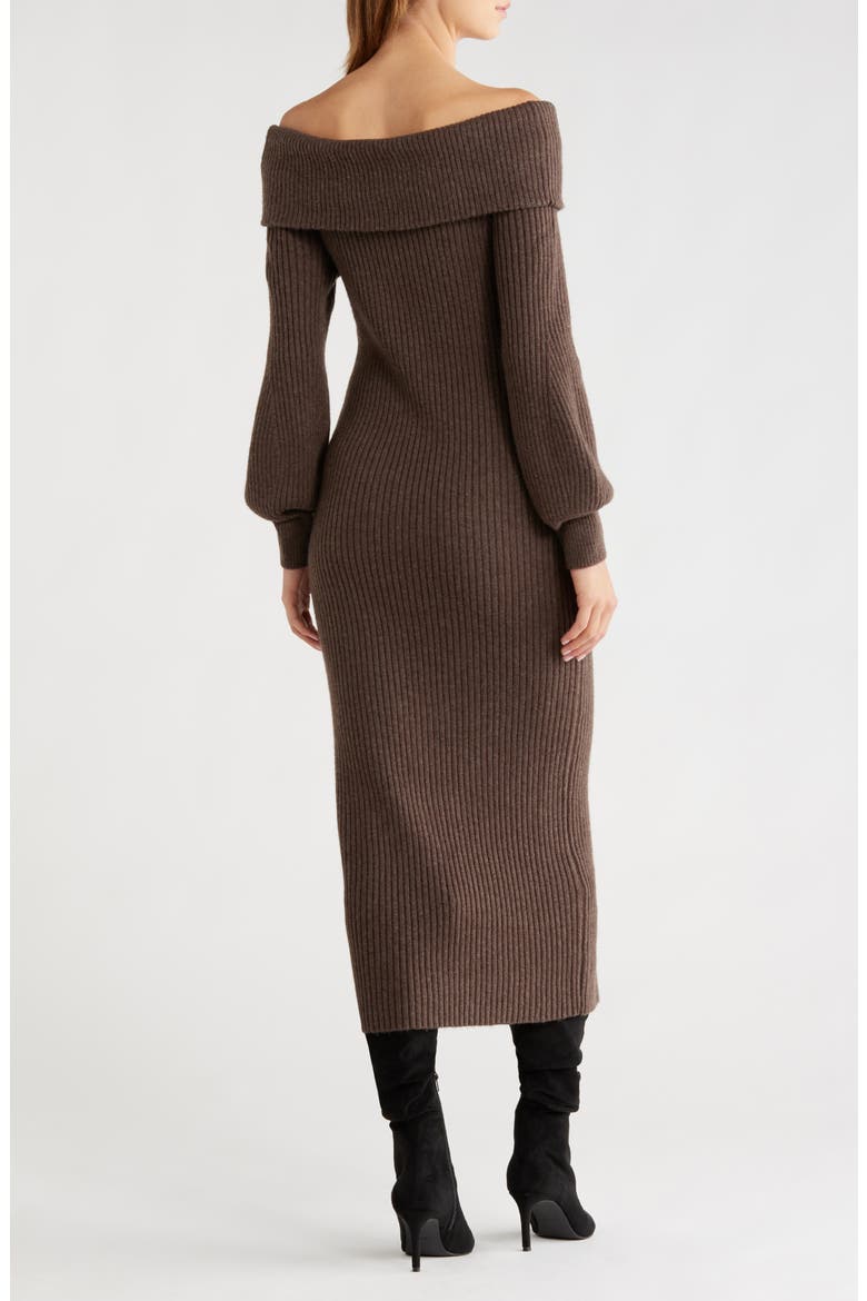 Tilde Long Sleeve Rib Sweater Dress, Alternate, color, WALNUT