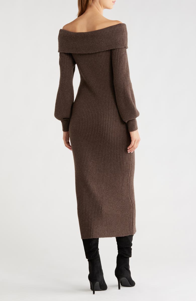 ASTR the Label Tilde Long Sleeve Rib Sweater Dress, Alternate, color, Walnut