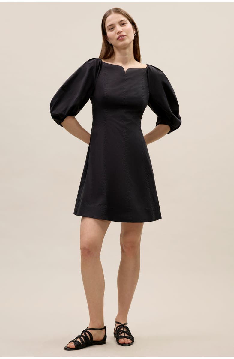 Rebecca Taylor Isla Poplin Mini Dress, Main, color, Black