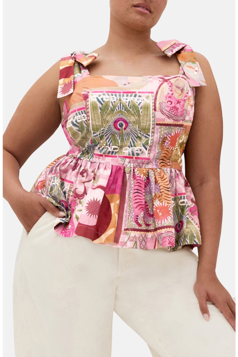 Isabel Peplum Top, Main, color, PINK DREAMSCAPE