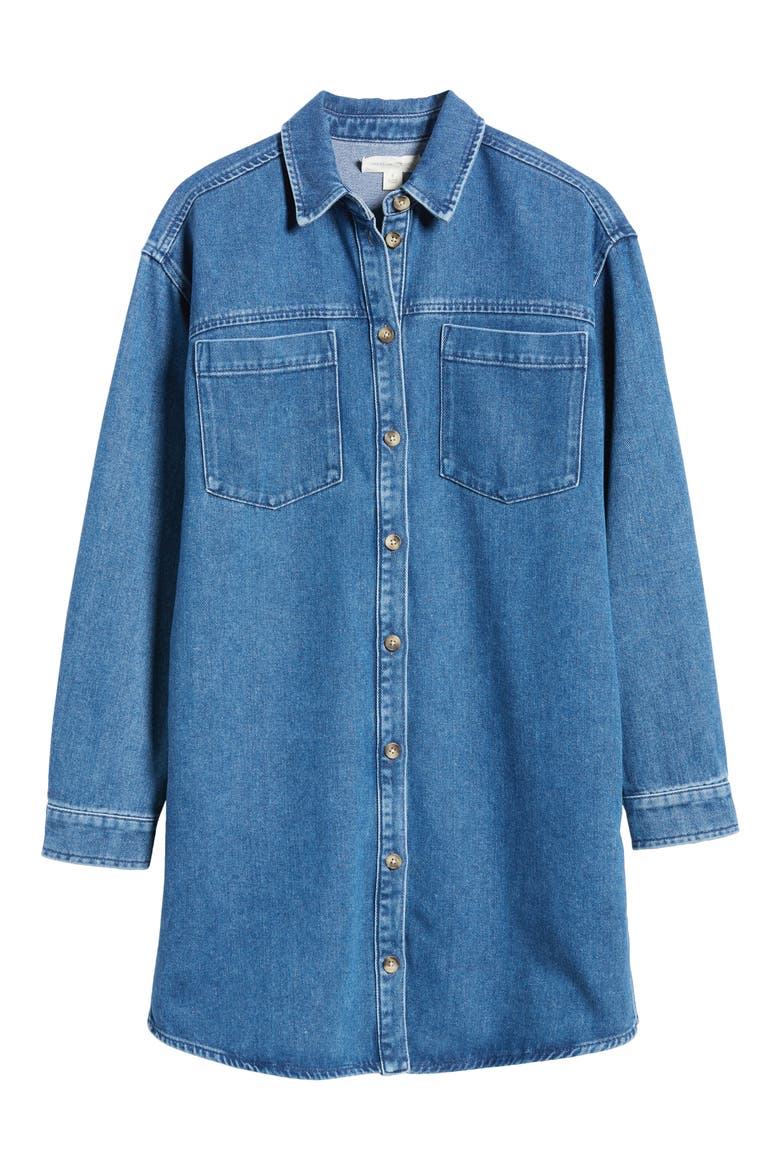 Long Sleeve Denim Shirtdress, Alternate, color, MEDIUM WASH