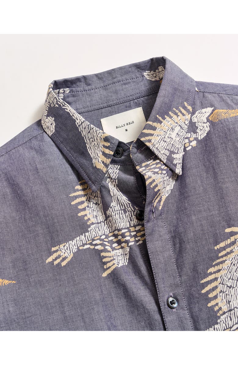 Billy Reid Wilson Pelican Swarm Print Cotton Oxford Cloth Button-Up Shirt, Alternate, color, Carbon Blue
