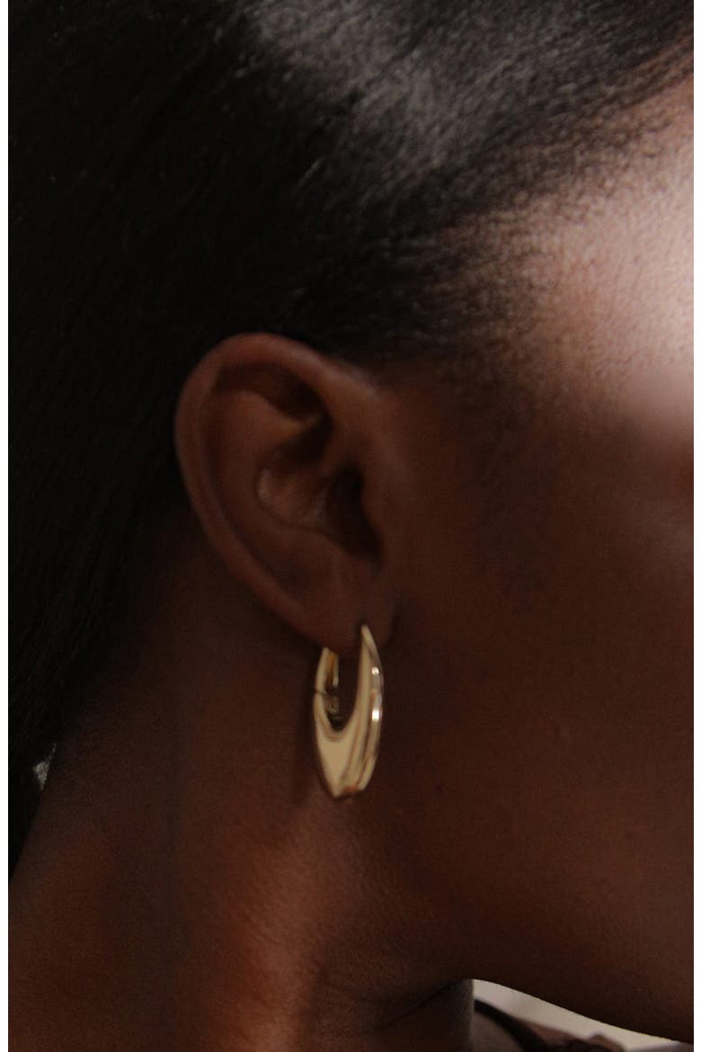 Eclipse Midi Hoops in Gold, Alternate, color, Gold