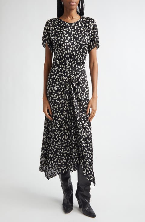 Herva Floral Dévoré Georgette Ruched Dress