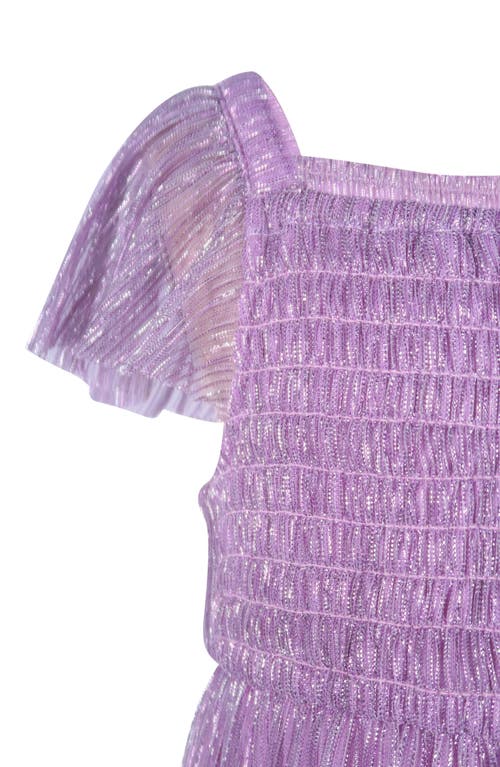 Zunie Kids' Smocked Flutter Sleeve Dress In Purple
