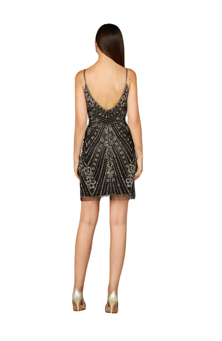 LARA New York Embellished Cocktail Dress with V-Neckline, Alternate, color, Black