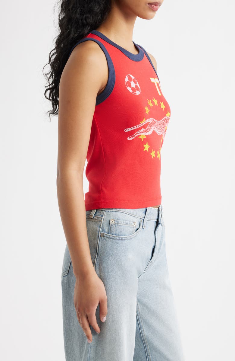 Daydreamer Team Cheetah Shrunken Tank, Alternate, color, Red Combo