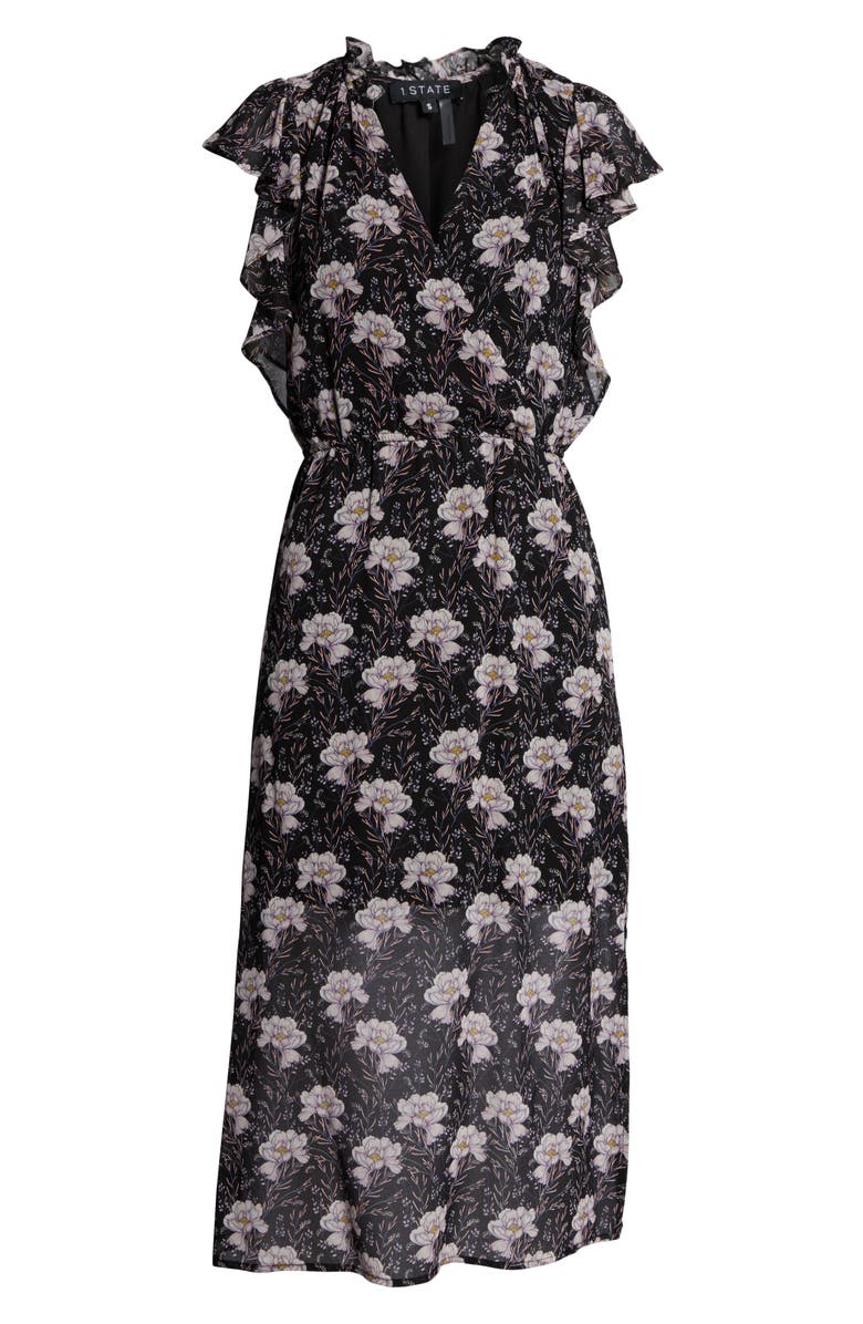 1.STATE Bloomsbury Floral Ruffle Sleeve Midi Dress | Nordstrom