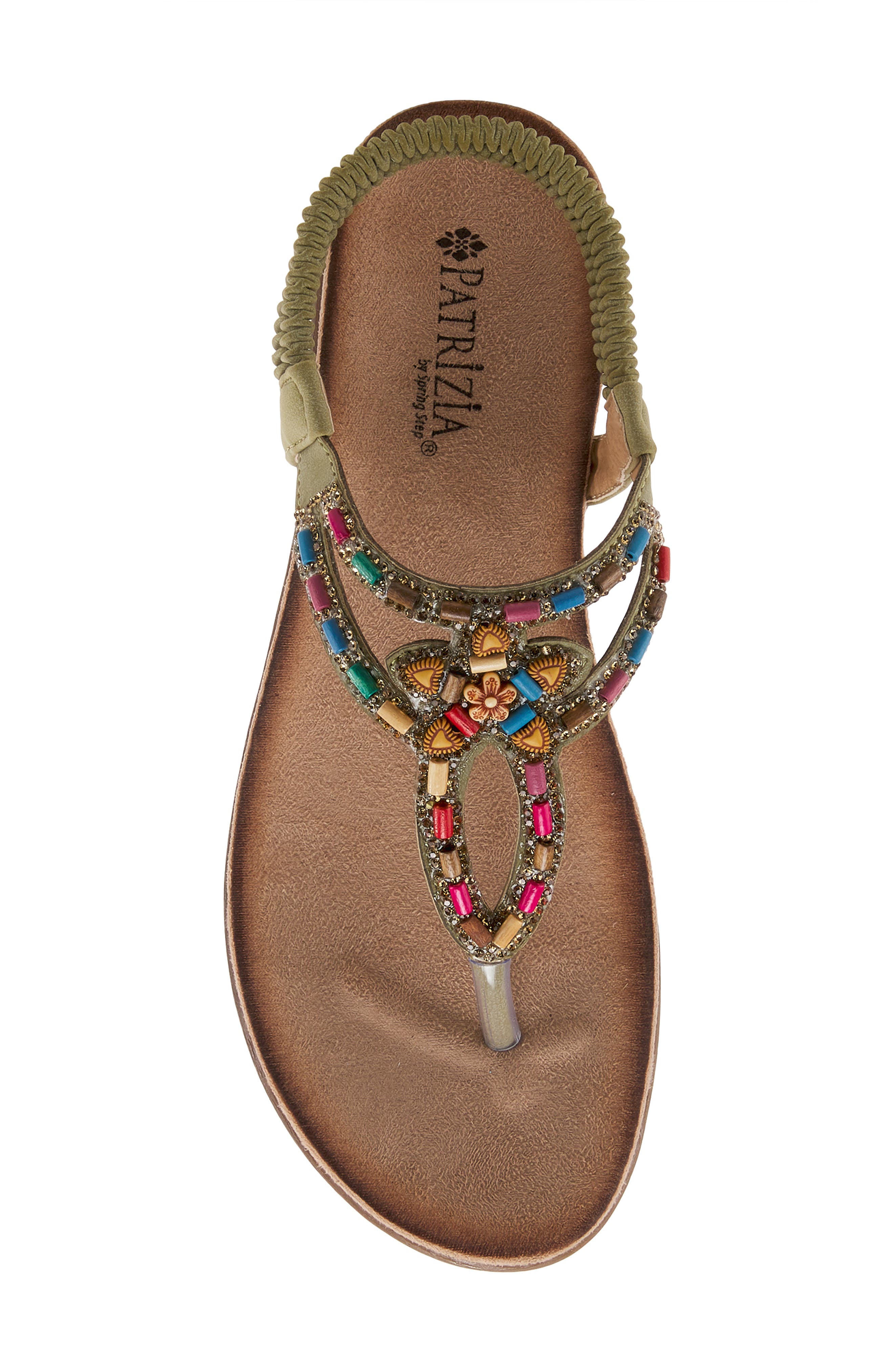 Crema Beaded Thong Sandal, Alternate, color, OLIVE GREEN