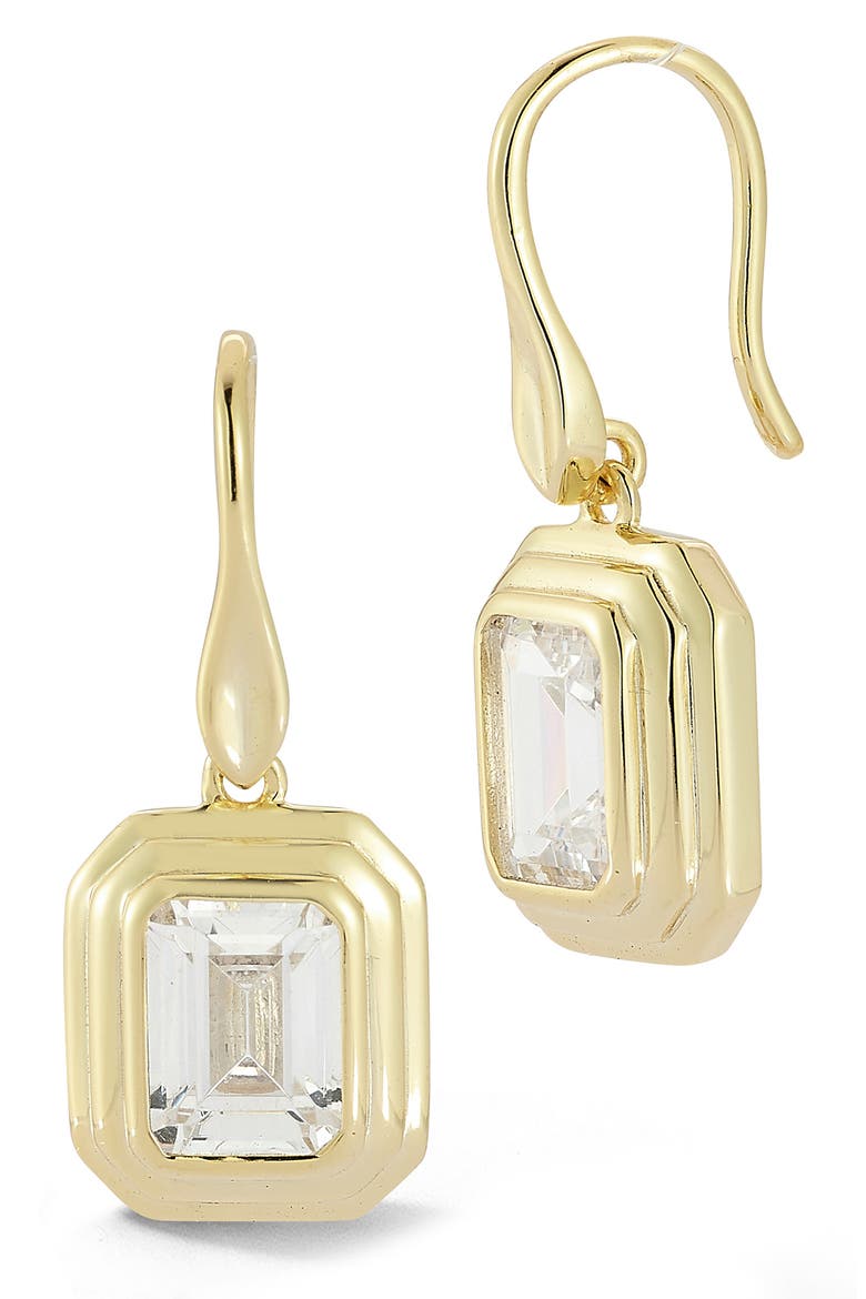 Cubic Zirconia Drop Earrings, Main, color, GOLD