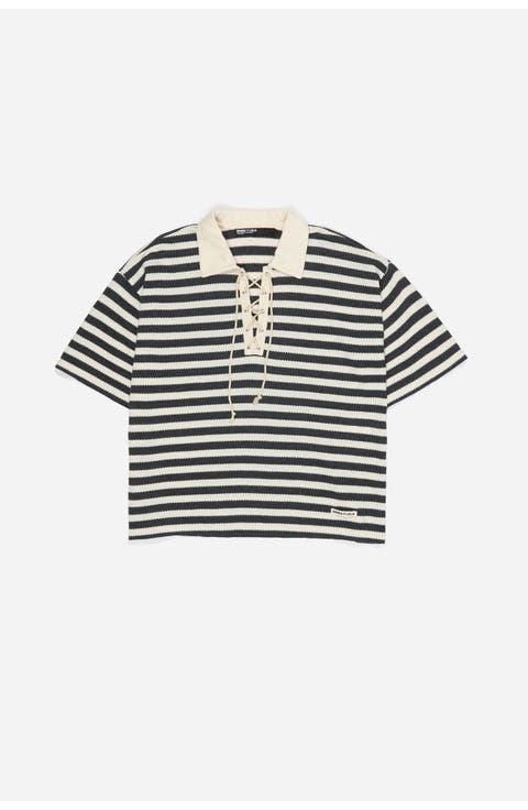 Cotton T-Shirt with Corset Detail