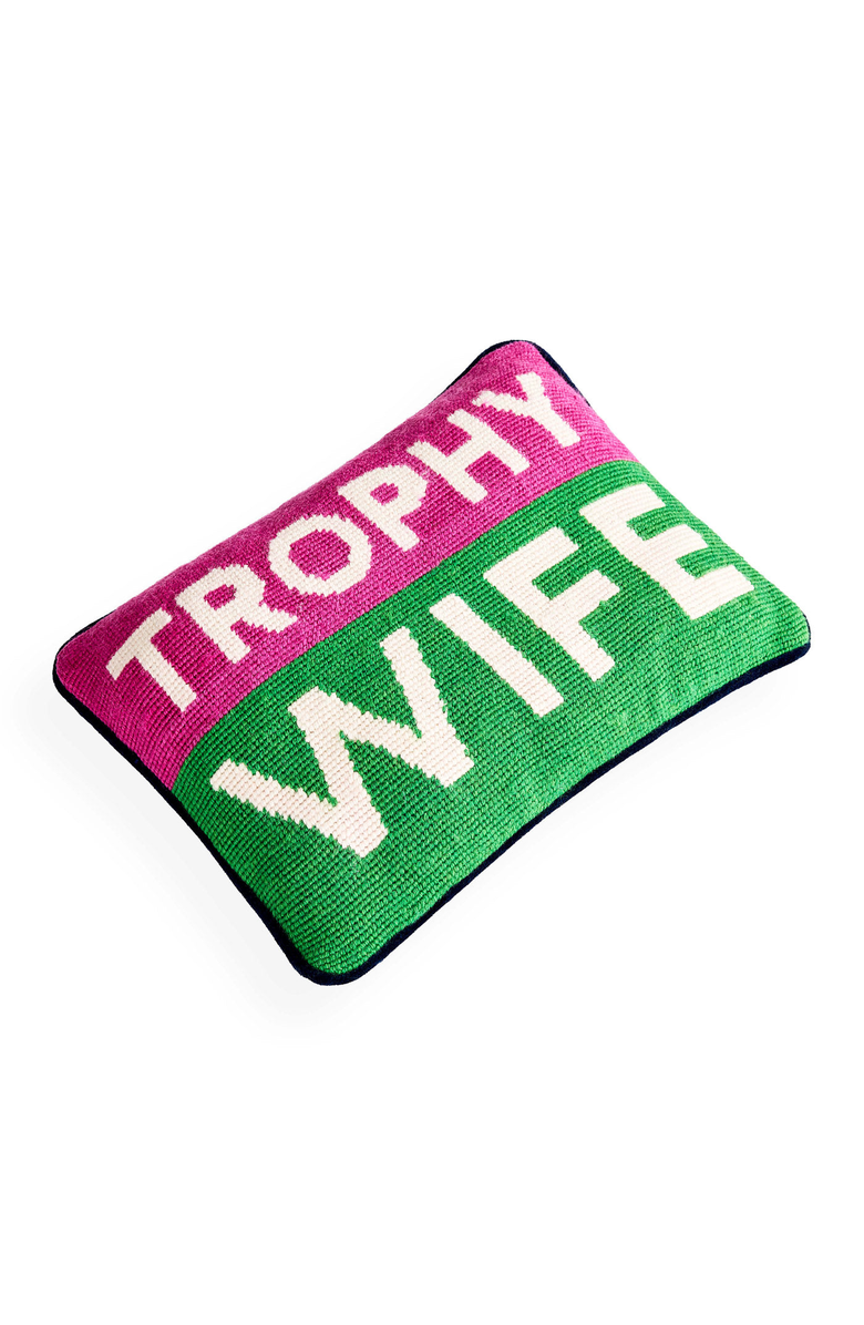 Jonathan Adler Trophy Wife Needlepoint Pillow, Alternate, color, 