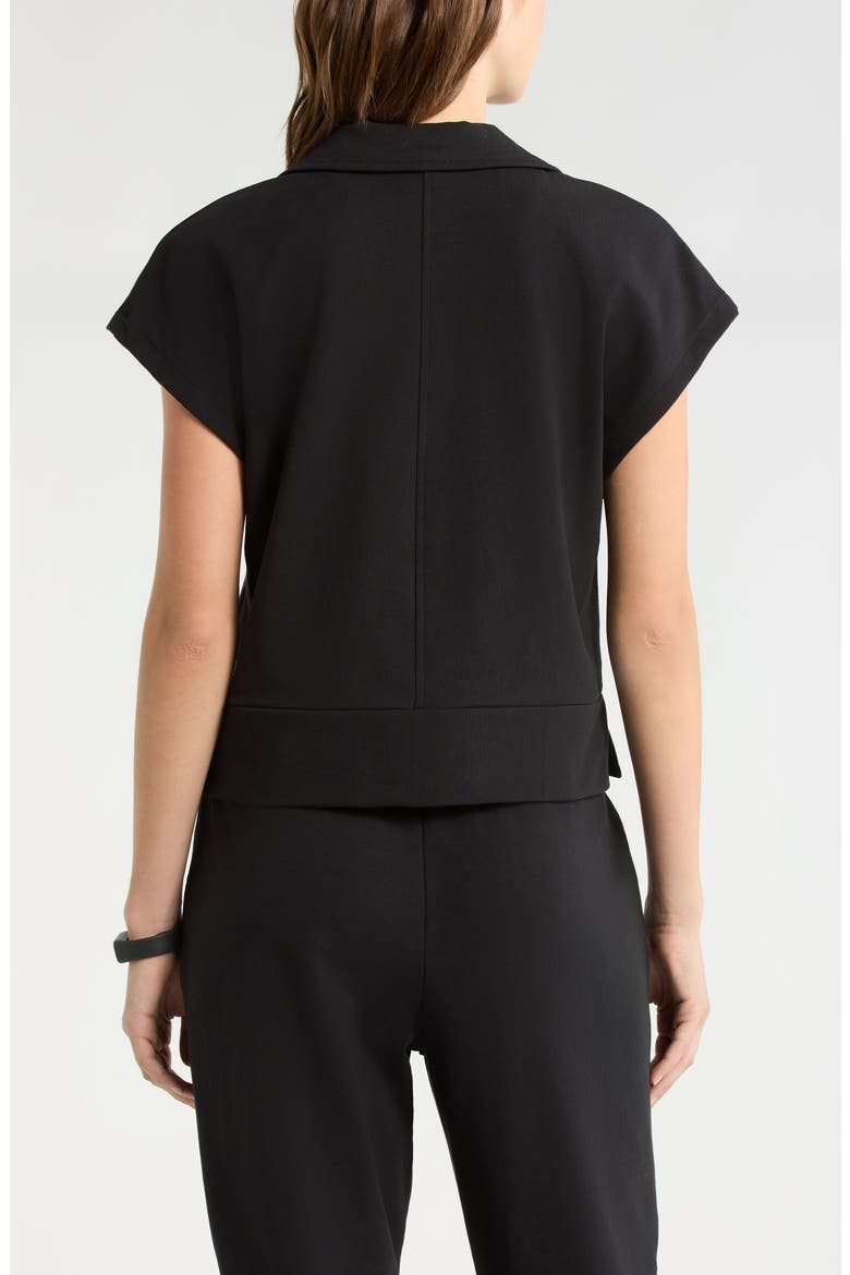 Tempo Terry Half Zip Short Sleeve Sweatshirt, Alternate, color, BLACK