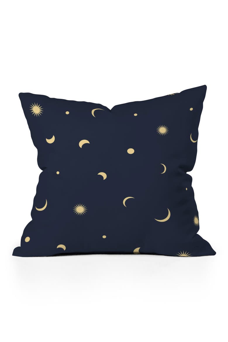 Celestial Moon & Stars Throw Pillow, Main, color, NAVY