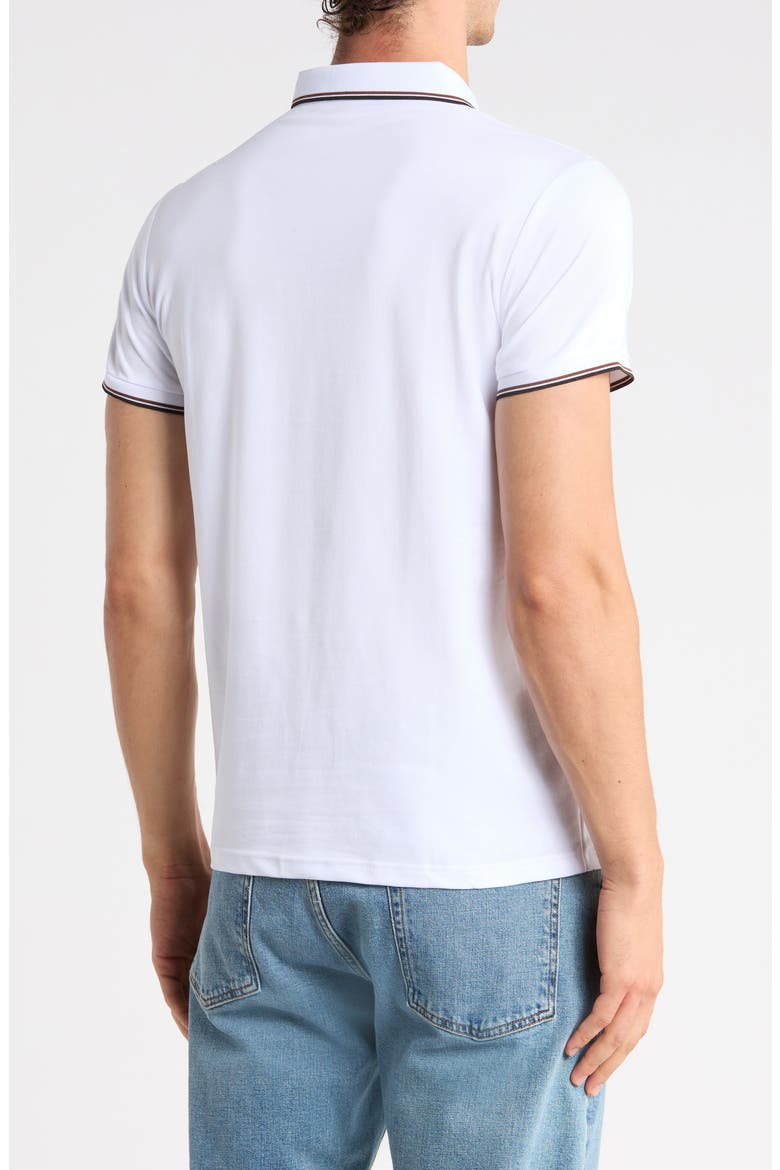 Double Stripe Stretch Cotton Polo, Alternate, color, WHITE