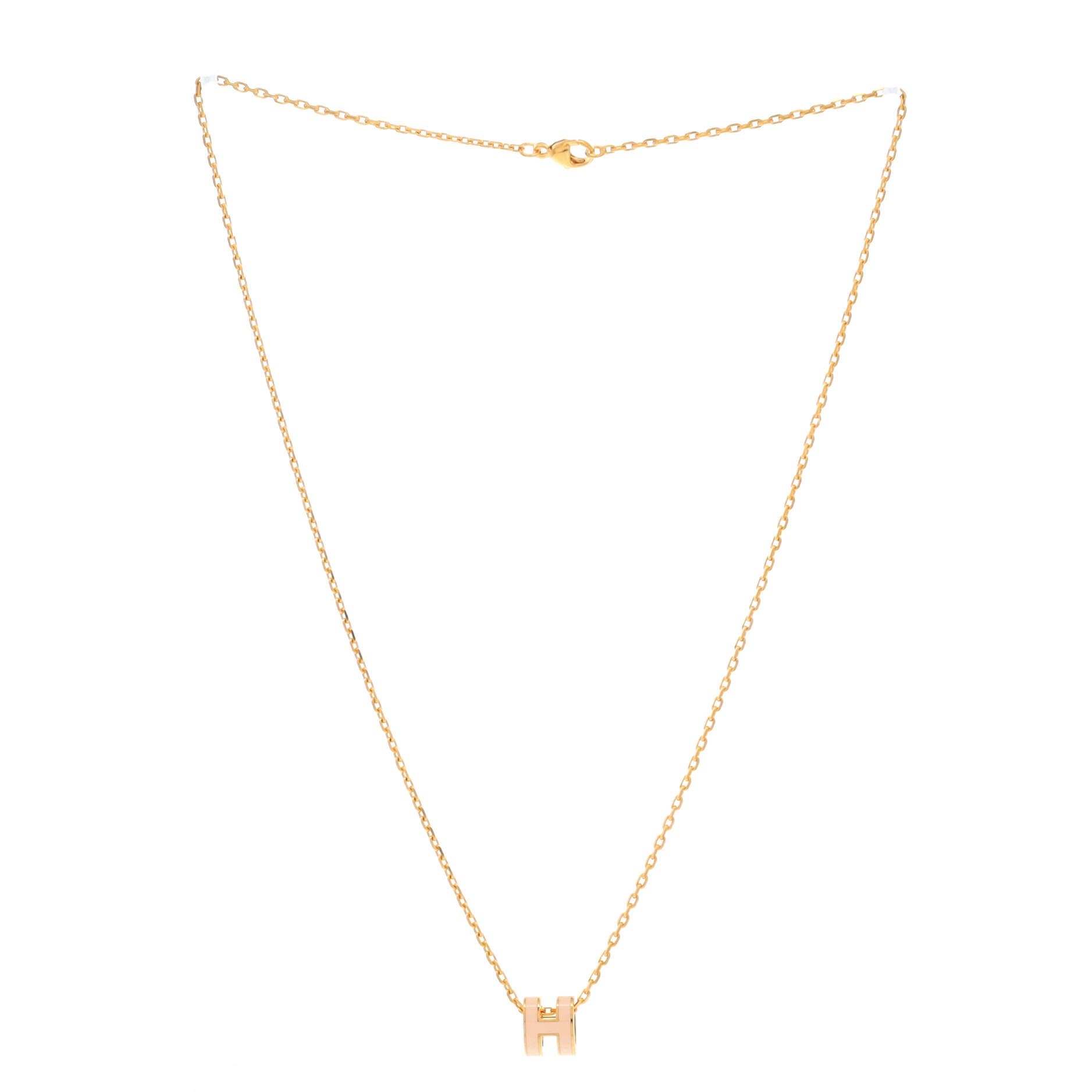 Pre-Owned Hermes Pop H Pendant Chain Necklace Metal and Enamel Mini, Alternate, color, Pink