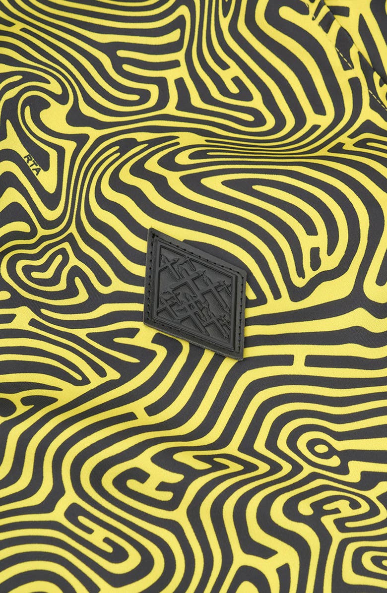 RtA Zeno Topography Short Sleeve Zip-Up Shirt, Alternate, color, Black Topography