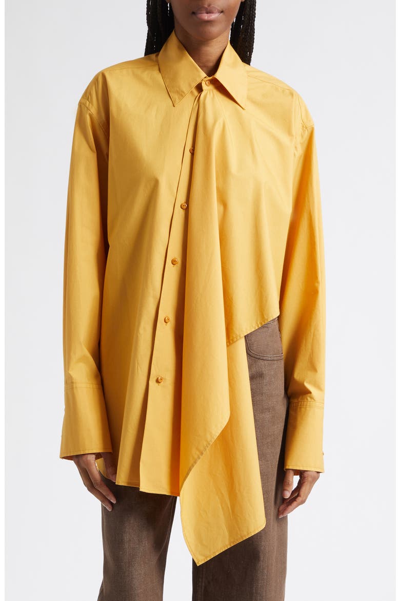Tess Relaxed Fit Cascade Front Button-Up Shirt, Main, color, MARIGOLD
