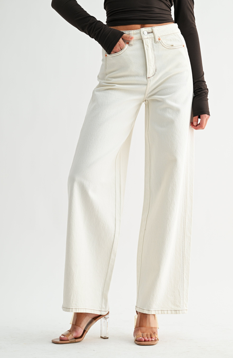 Jemina Denim Balloon Pant, Main, color, Ecru
