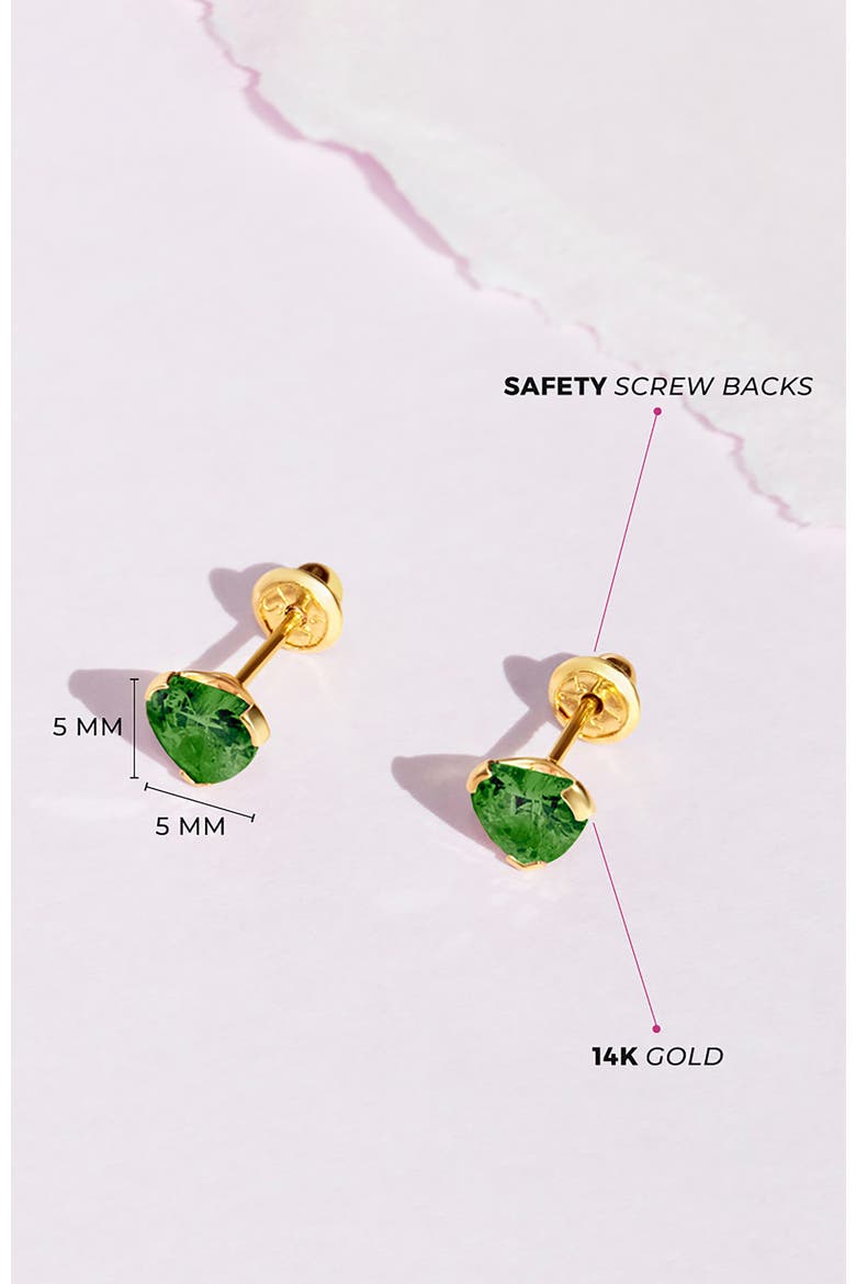 14k Birthstone Cubic Zirconia Heart Earrings, Alternate, color, May
