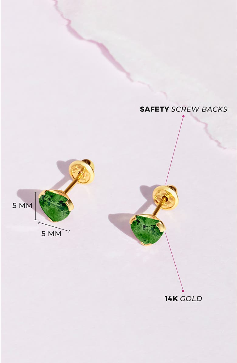 In Season Jewelry 14k Birthstone Cubic Zirconia Heart Earrings, Alternate, color, May