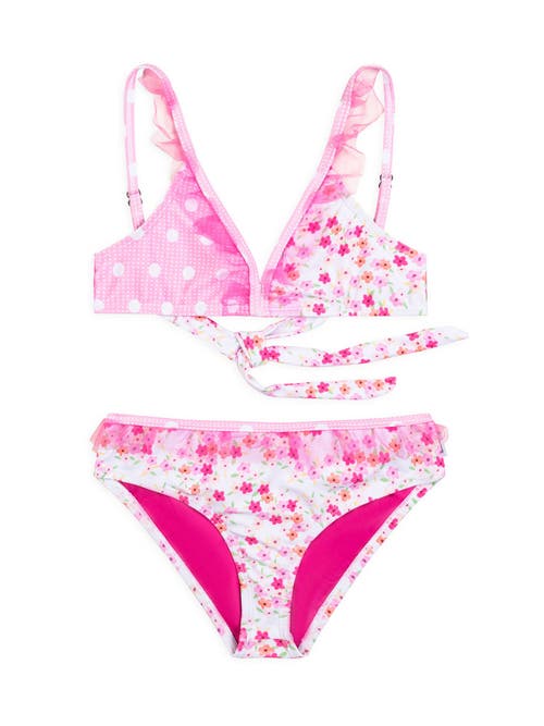 LIMEAPPLE LIMEAPPLE FLORAL RUFFLE BIKINI SWIMSUIT 