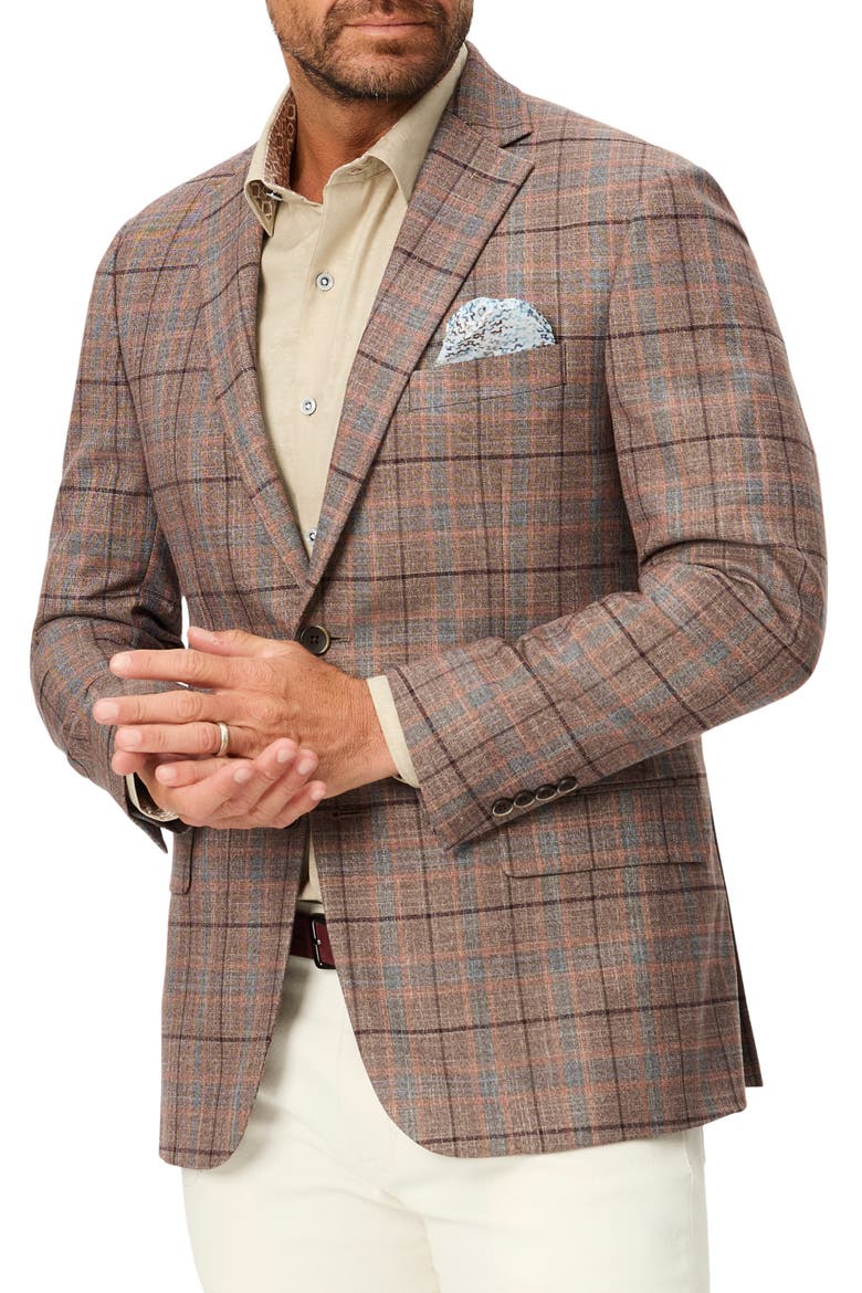 Plaid Sport Coat, Main, color, BROWN