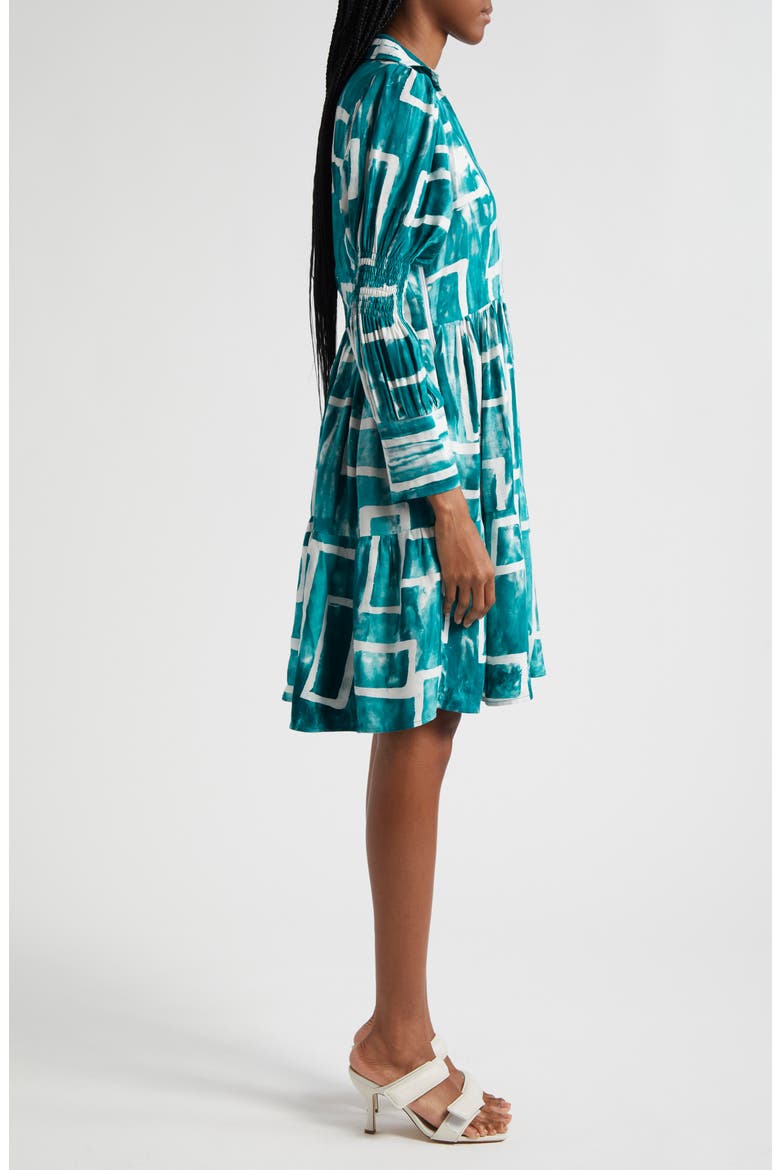 Wande Long Sleeve A-Line Dress, Alternate, color, WHITE/ GREEN