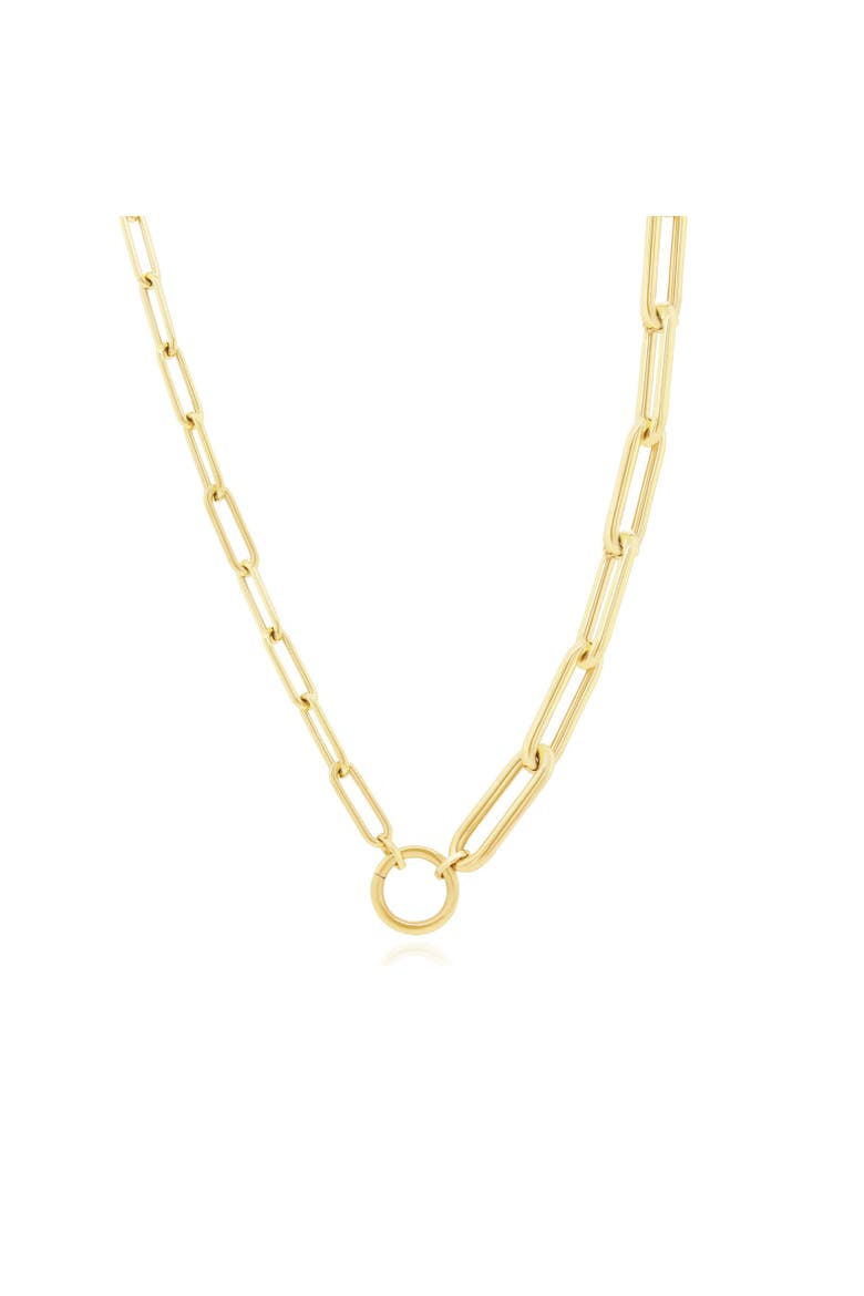 Half & Half Paperclip Charm Holder Chain Necklace, Main, color, Yellow Gold