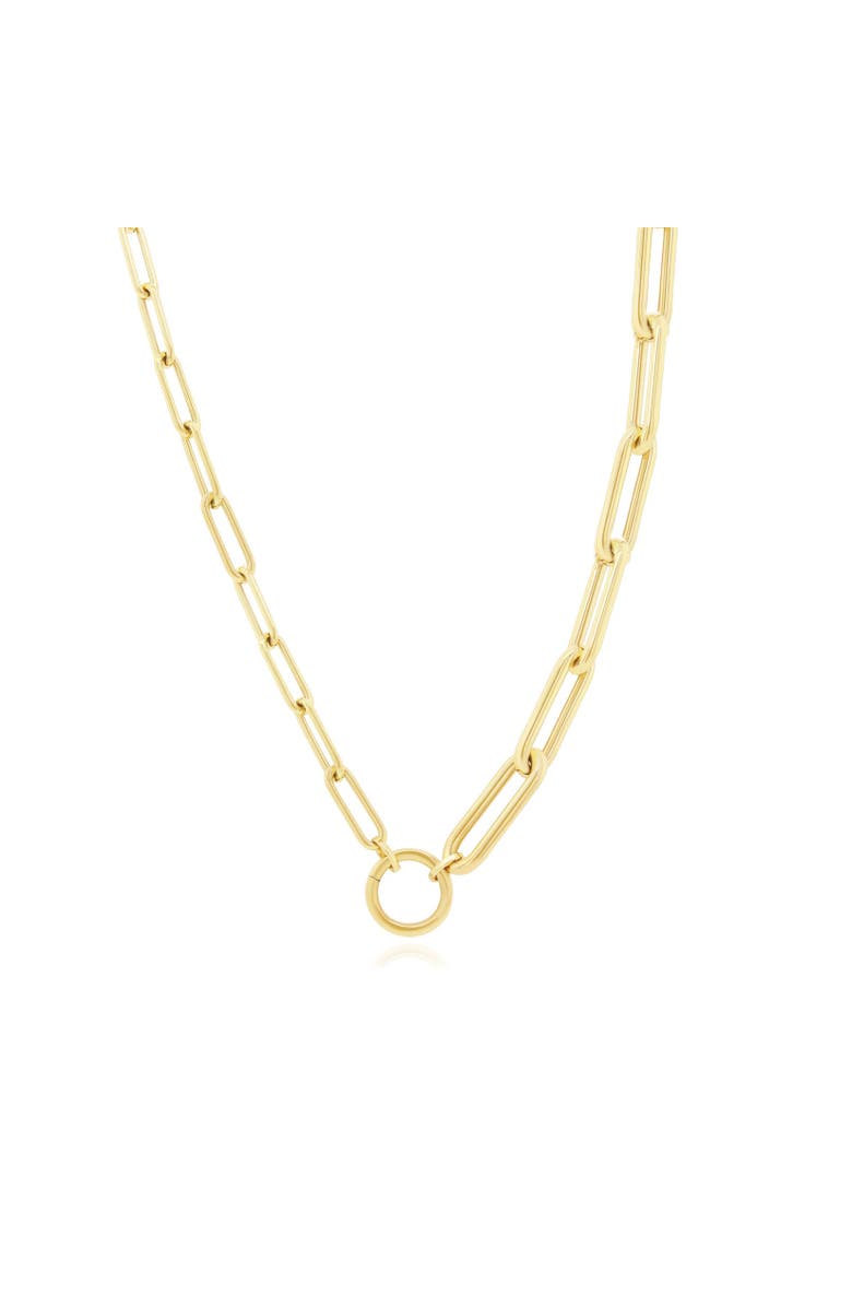 The Lovery Fine Jewelry Half & Half Paperclip Charm Holder Chain Necklace, Main, color, Yellow Gold