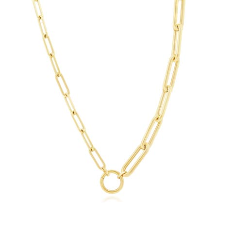 Half & Half Paperclip Charm Holder Chain Necklace