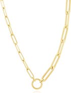 The Lovery Fine Jewelry Half & Half Paperclip Charm Holder Chain Necklace