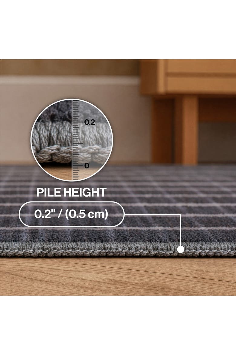 Orton Distressed Ticking Stripe Non-Slip Machine-Washable Rug, Alternate, color, Charcoal/Cream