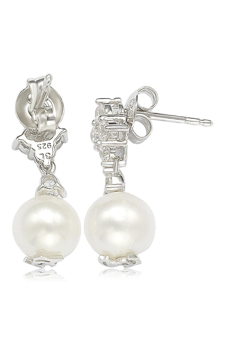 SUZY LEVIAN Sterling Silver 8mm Cultured Freshwater Pearl Drop Earrings, Alternate, color, White