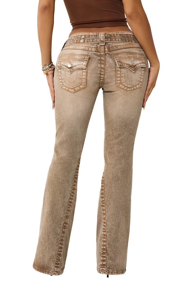Joey Stud Belt Low Rise Flare Leg Jeans, Alternate, color, BROWN WASH