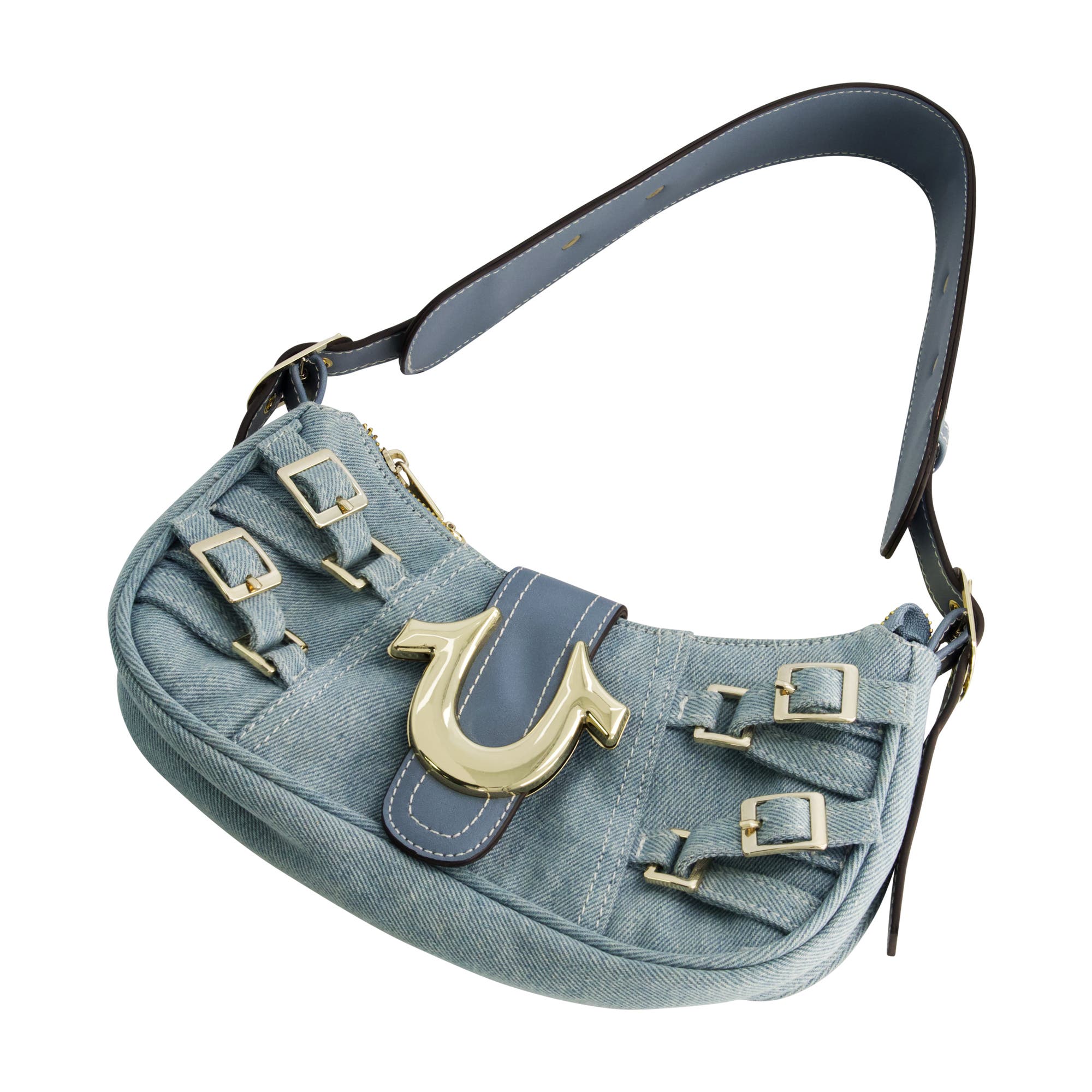 True Religion Multi-Strap Denim Shoulder Bag, Alternate, color, Denim