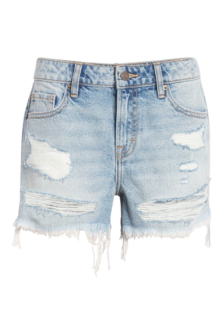 Distressed Boyfriend Denim Shorts, Alternate, color, LIGHT WASH