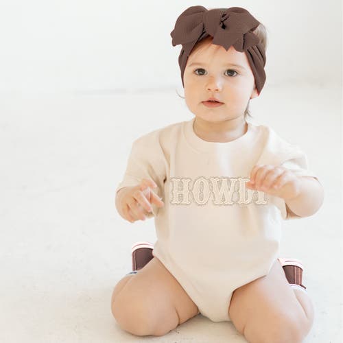 Sweet Wink Howdy Patch Long Sleeve Romper In Neutral