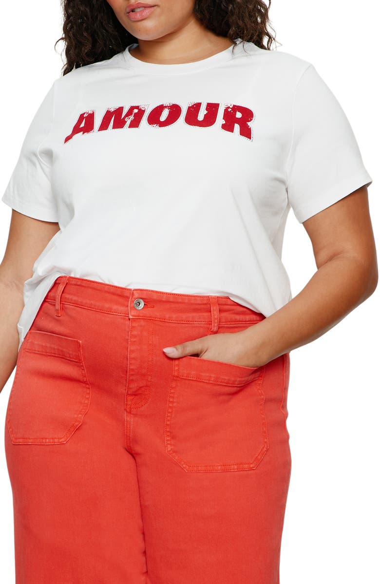 Sanctuary Embellished Organic Cotton Graphic T-Shirt, Alternate, color, White/ Cherry Lacquer